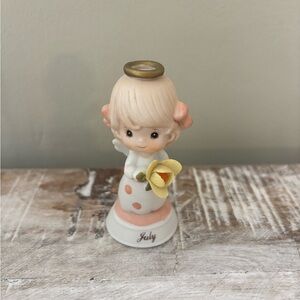 Lefton vintage July Angel Figurine with Yellow and Pink Accents